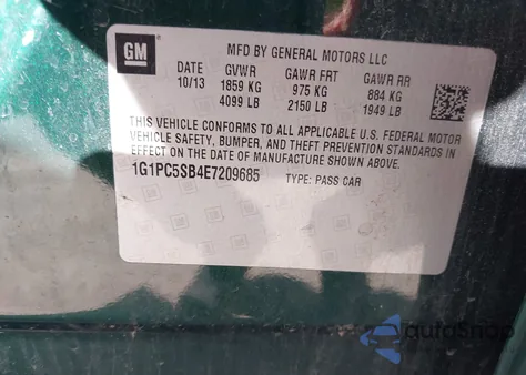 2014 Chevrolet Cruze 1Lt Auto z USA, uszkodzony, nr VIN 1G1PC5SB4E7209685